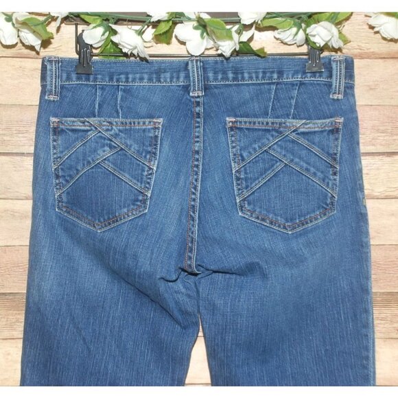 Gap Ladies Denim Blue Jeans Size 8 Ultra Low Rise Stretch Wide Leg Bootcut - Picture 4 of 8
